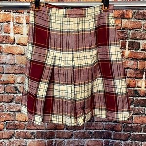 Vintage John Meyer plaid wool mini skirt red white yellow size 14 1960s 70s